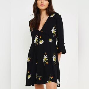 Free People Time On Your Side Black Floral Mini Dress